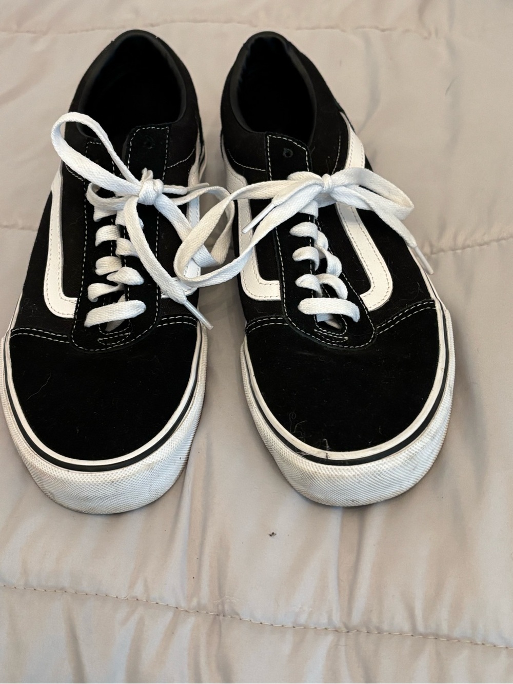 Vans Black Canvas Low-Top Sneakers with White Stripe - Picture 2 of 3